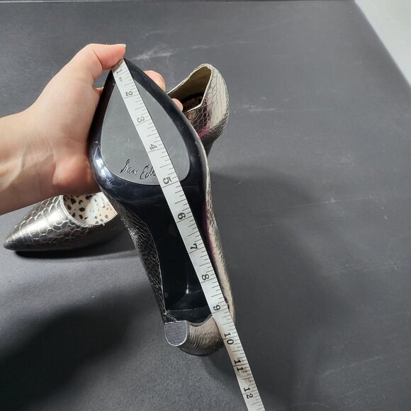 Sam Edelman Womens Metallic Sadi Snakeskin Pump Heel Size 6.5 Formal Animal Date - Picture 8 of 12